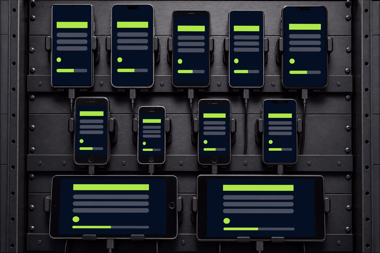 physical device test matrix of iphone and android handsets