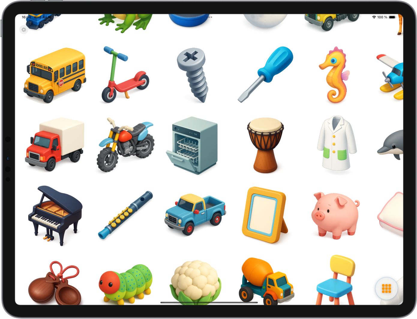 Curionica app grid view