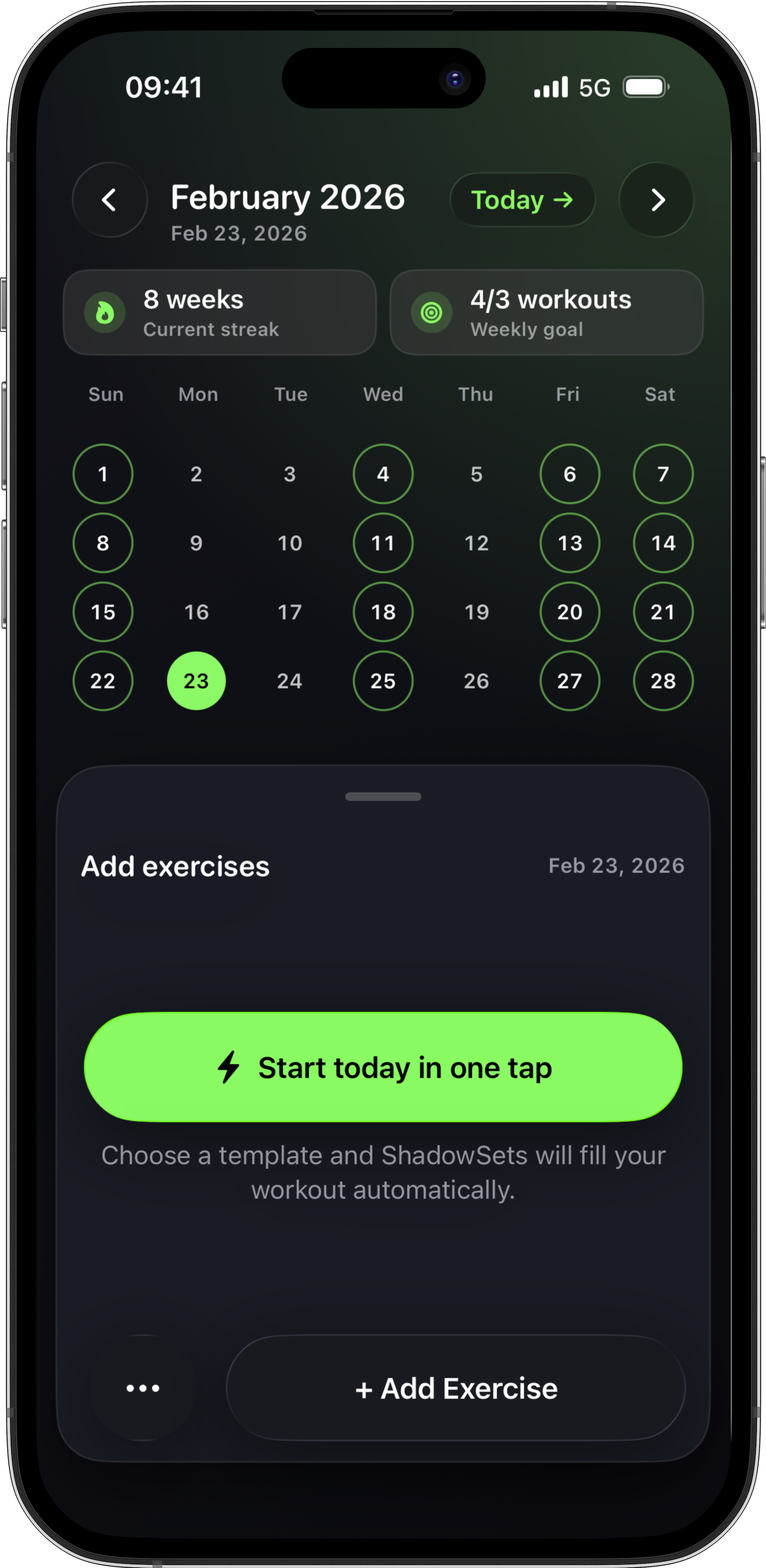 Workout day overview